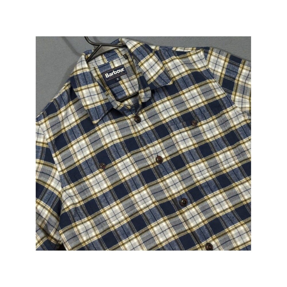 Barbour Shacket Men's M Blue Plaid Wool Blend Shirt Jacket MOS0164NY91